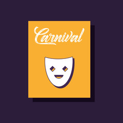 Carnival design with mask icon over yellow and black background, colorful design. vector illustration
