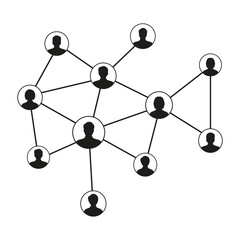 Social Network Concept. Flat Design Illustration for Web Sites. . Mobile Technologies. People Icons.