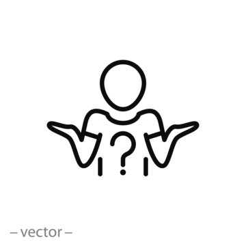 doubt, shrug vector icon