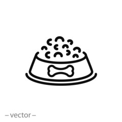 dry pet food in bowl vector icon
