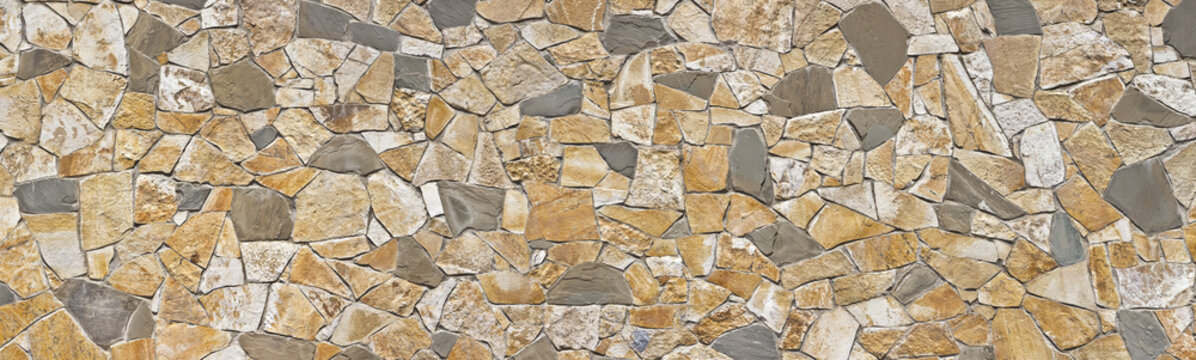 Sch&ouml;ne Bruchstein-Fassade im Panoramaformat, (Teil 2 rechts &uuml;berlappend )