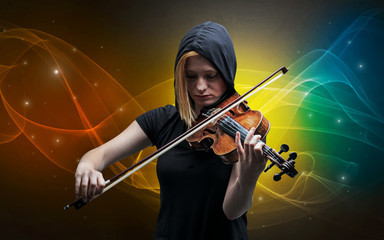 Serious classical violinist with fabled sparkling wallpaper