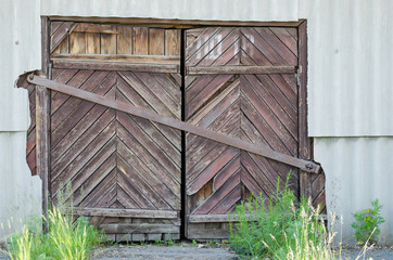 Old wooden door.Background and texture of old boards.