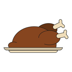 Broaster chicken on dish vector illustration graphic design
