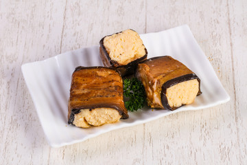 Eggplant with cheese roll