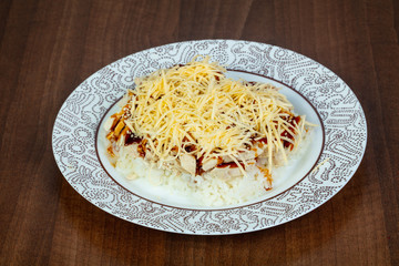 Rice with teriyaki chicken