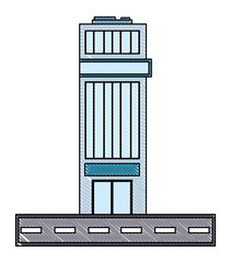 street with city building icon over white background, vector illustration