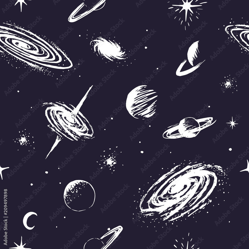 Canvas Prints vector space seamless pattern.universe elements.prints design for wrapping,dress or t-shirts. hand d