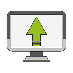 Computer uploading screen vector illustration graphic design