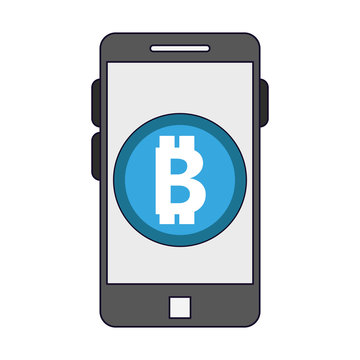 Bitocoin and smartphone vector illustration graphic design