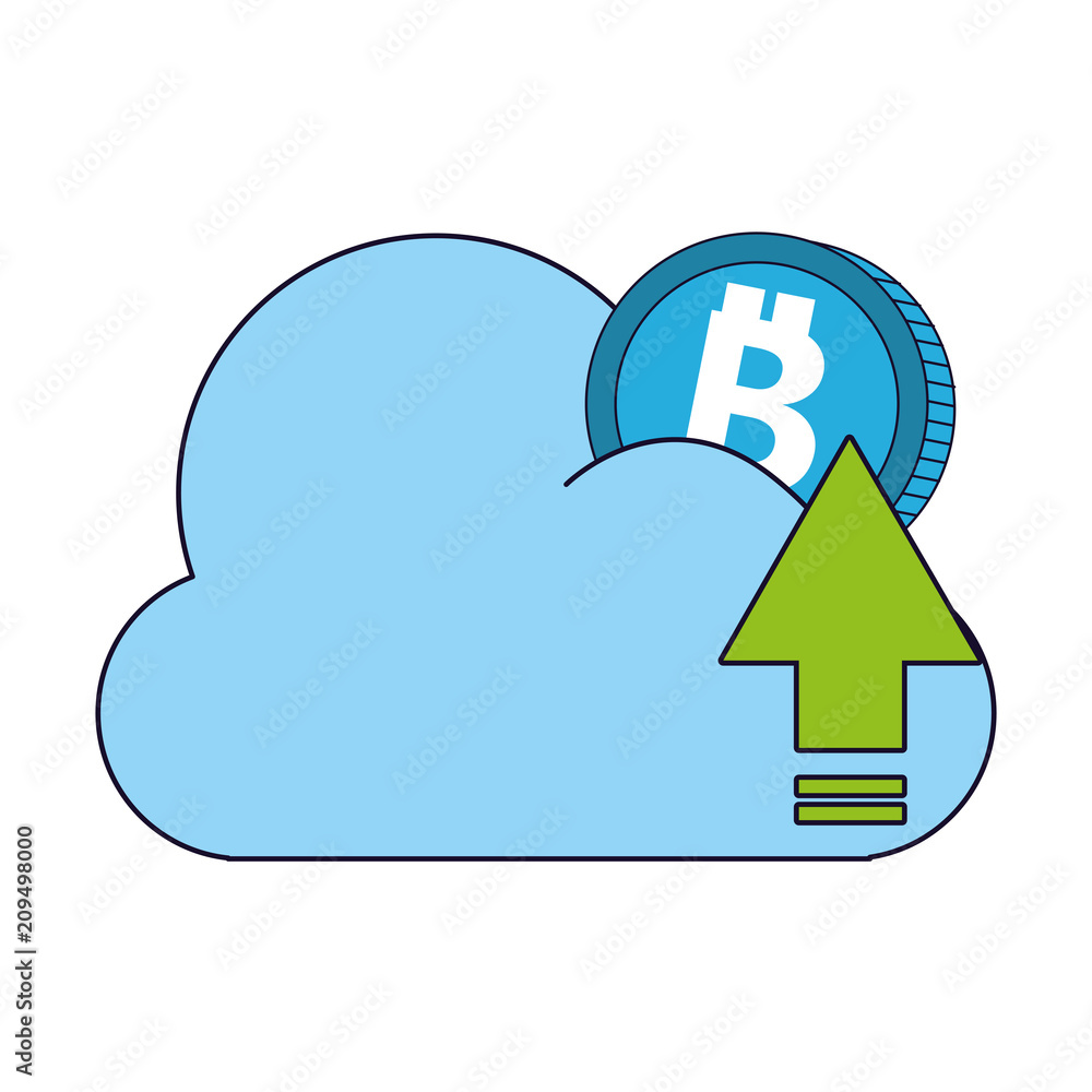 Poster cloud computing and bitcoin vector illustration graphic design