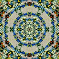 Abstract oil painting style artwork. Mystic pictorial art. Magic sacred geometry. Meditative indian mandala. Feng shui and yoga traditional design pattern. Fantasy fractal symmetric creative print.