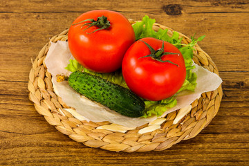 Cucumbers and tomatoes