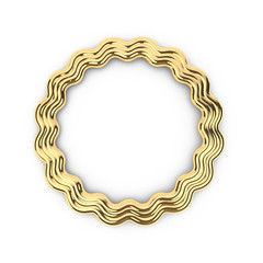 3d render of gold shape round star frame with copy space, with place for text, jewel, on white background in high resolution