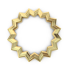 3d render of gold shape round star frame with copy space, with place for text, jewel, on white background in high resolution