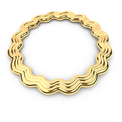 3d render of gold shape round star frame with copy space, with place for text, jewel, on white background in high resolution