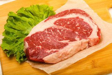 Rib eye raw steak