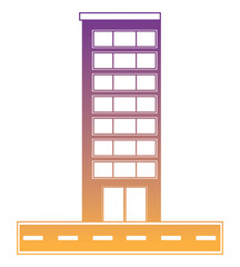 street with city building icon over white background, vector illustration