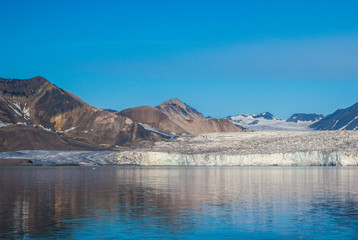 Glacier in a sunny day near Longyearbyen, Svalbard