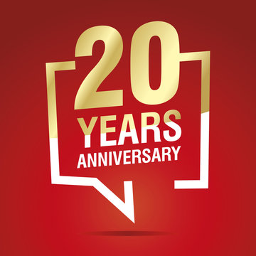 20 Years Anniversary celebrating gold white red logo icon