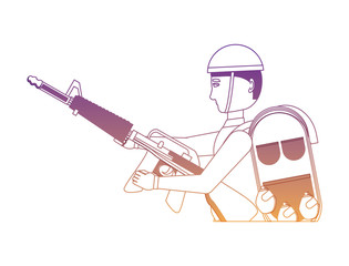 Anzac soldier with the equipment and weapon over white background, vector illustration