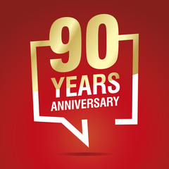 90 Years Anniversary celebrating gold white red logo icon