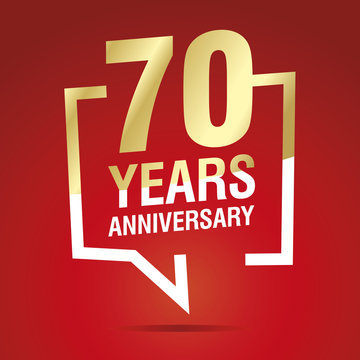 70 Years Anniversary celebrating gold white red logo icon