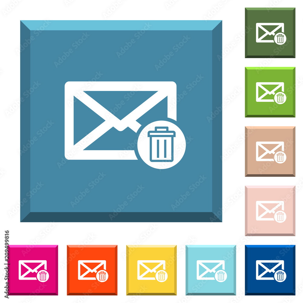 Poster draft mail white icons on edged square buttons