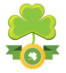 clover with decorative seal stamp over white background, vector illustration