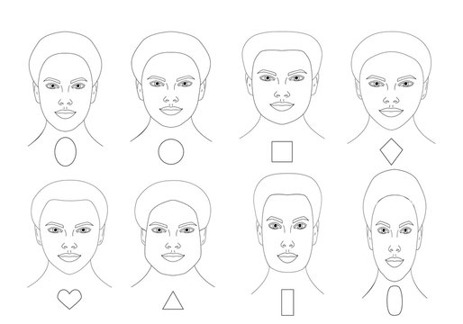 Different face shapes guide vector illustration