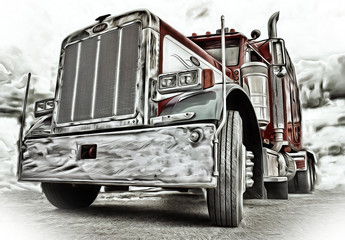 Klasyczna Amerykańska ciężarówka - obrazy, fototapety, plakaty