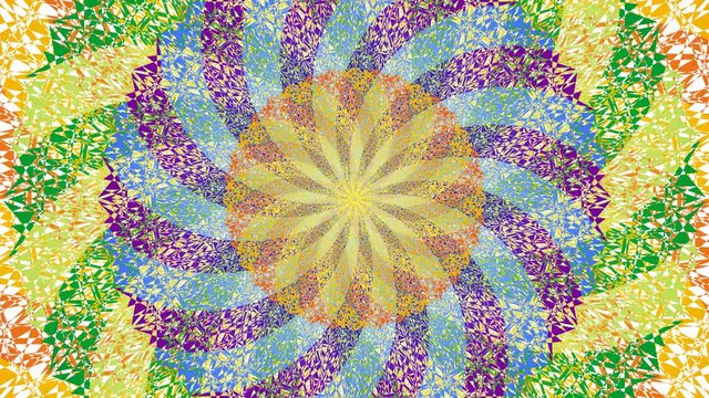 Mandala rotation in bright colors. Circular rotating pattern. Video.
