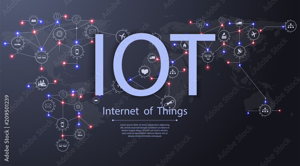 Leinwandbilder internet of things (iot), devices and connectivity concepts on a network, cloud at center. digital c