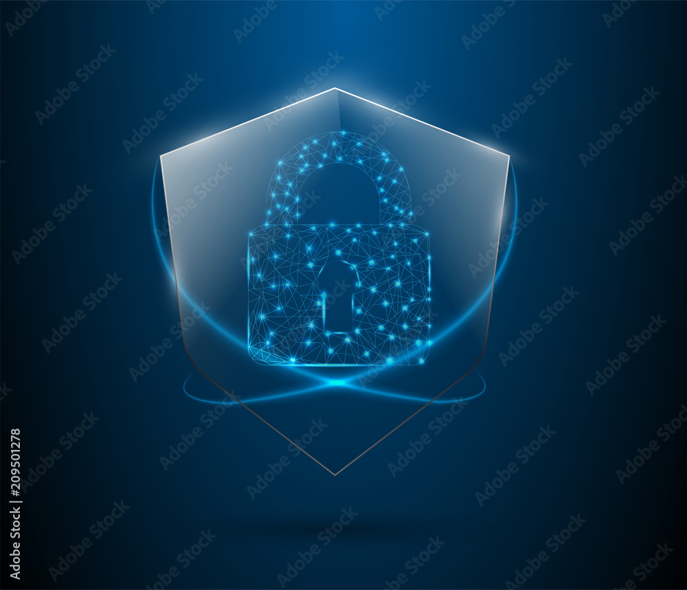 Leinwandbilder Protected guard shield security concept Security cyber digital Abstract technology background protect system innovation concept vector illustration