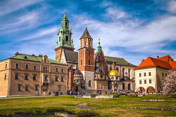 Fototapeta na wymiar The cathedral of St Stanislaw and St Vaclav on the Wawel Hill