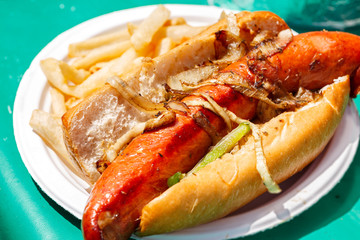 Italian Sausage Sandwich with French Fries