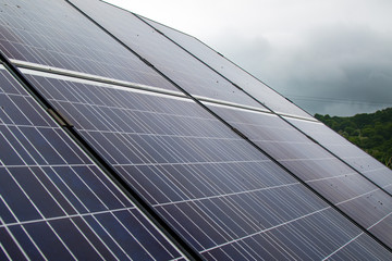 Obraz premium Solar Pannels on a cloudy day