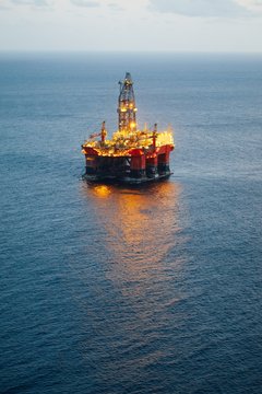 offshore oil and gas platform with illumination