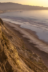 Coastal views of Black's beach with cliff