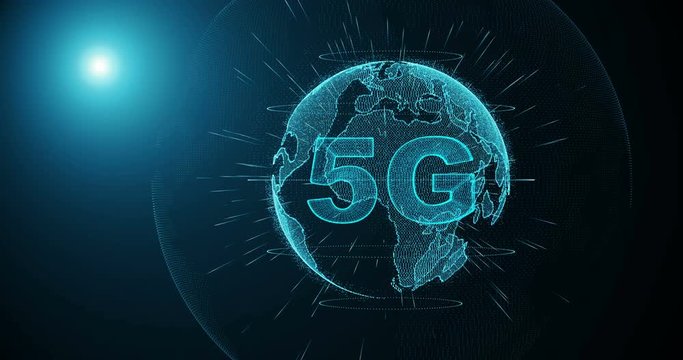 Computer generated, 5G connectivity technology animation