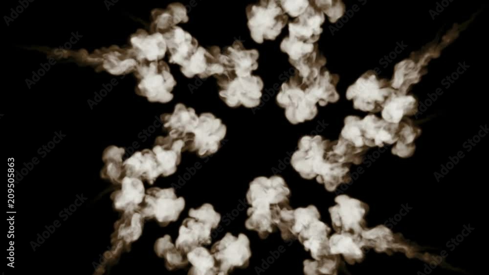 Poster 3d rendering of composition with smoke streams isolated on black background for visual effects. сirc