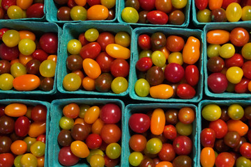 Fototapeta na wymiar Colorful cocktail tomatoes on a farmers market