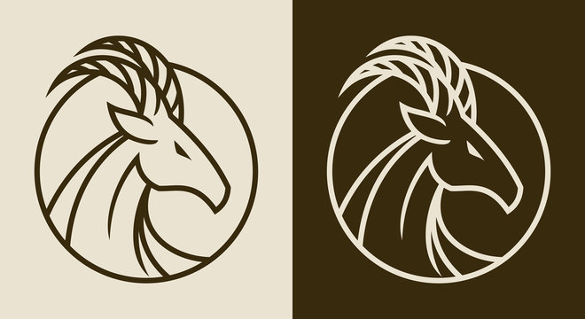 Elegant goat head emblem