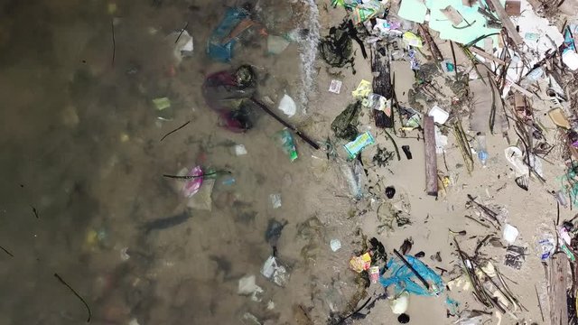 Plastic pollution of ocean and beach