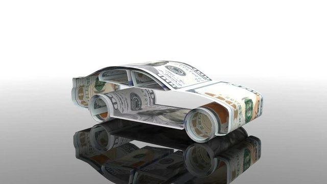 the car is created from money, the concept of financing the auto industry, lending to buying cars, cash costs for the car.