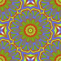 Fototapeta premium Seamless vector pattern. Geometric floral ornament. For Interior decoration, wallpaper, presentation, fashion design.