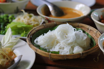 White thai rice flour noodle or rice vermicelli
