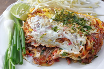 Fried noodle Thai style with egg is delicious