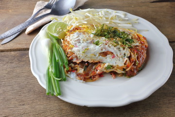 Fried noodle Thai style with egg  is delicious