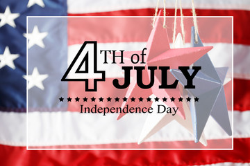 4th of July American Independence Day decorations on blue background